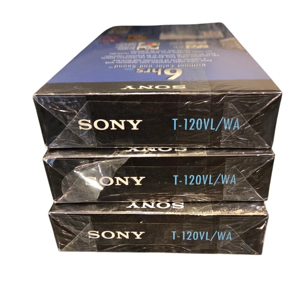 Sony VHS Tapes 3 Pack Standard Grade 6 Hours Blank Media T-120VL/WA Sealed New